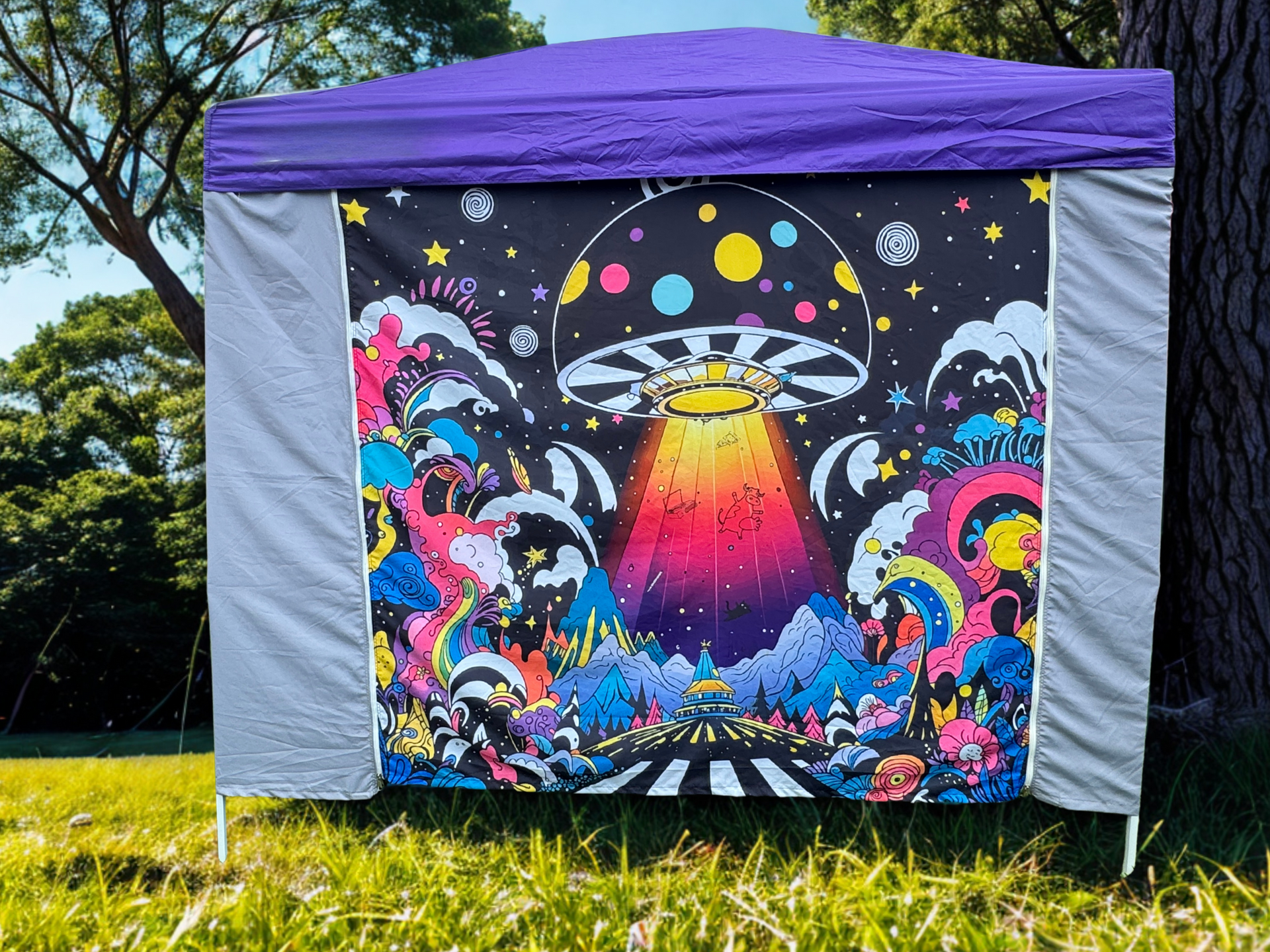 psychedelic tent Mushroom Abduction RaveWall – LazerTents